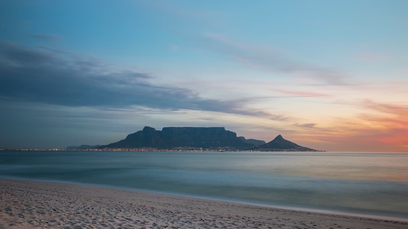 Sandy beach at sunset